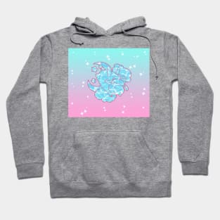 Ombre Pink and Cyan Angel Cow Hoodie